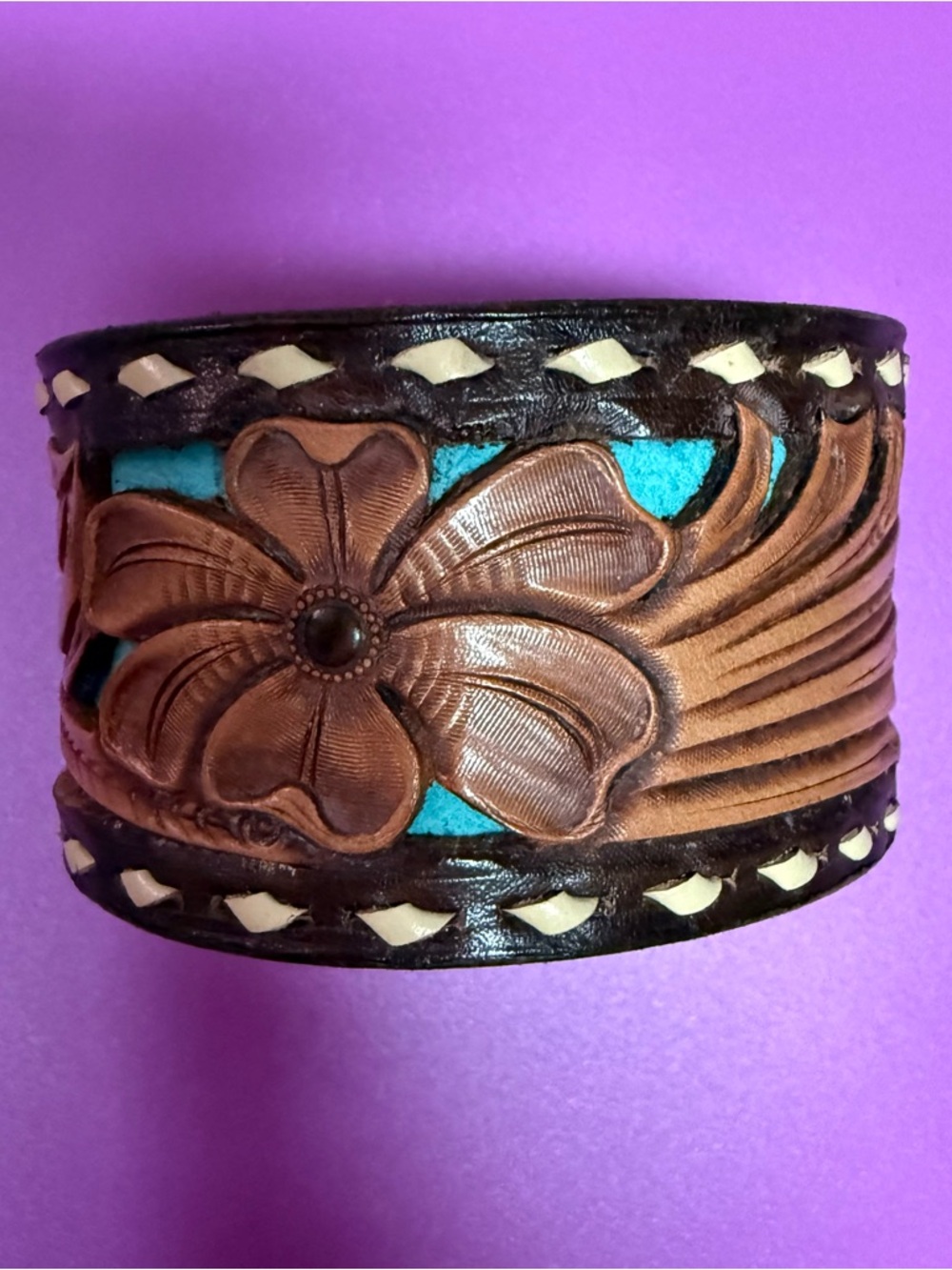 Leather tooled bracelet